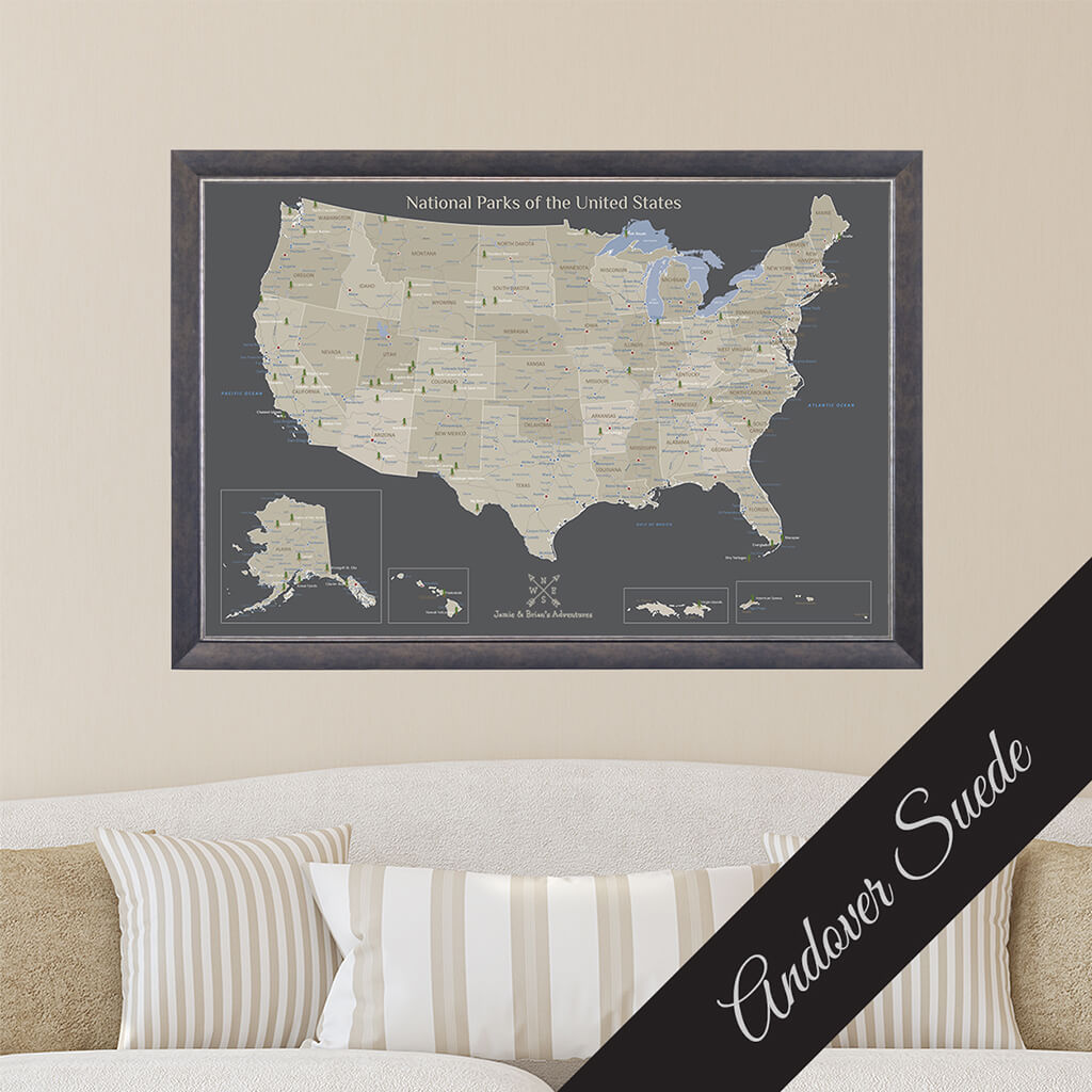 Canvas Earth Toned National Parks of the USA in Premium Andover Suede Frame