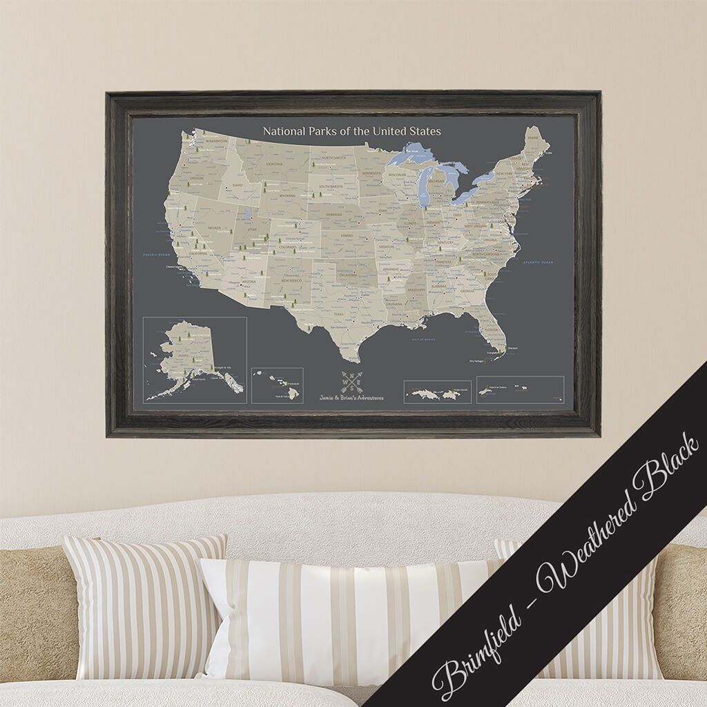 Canvas Earth Toned National Parks of the USA Brimfield Weathered Black Frame