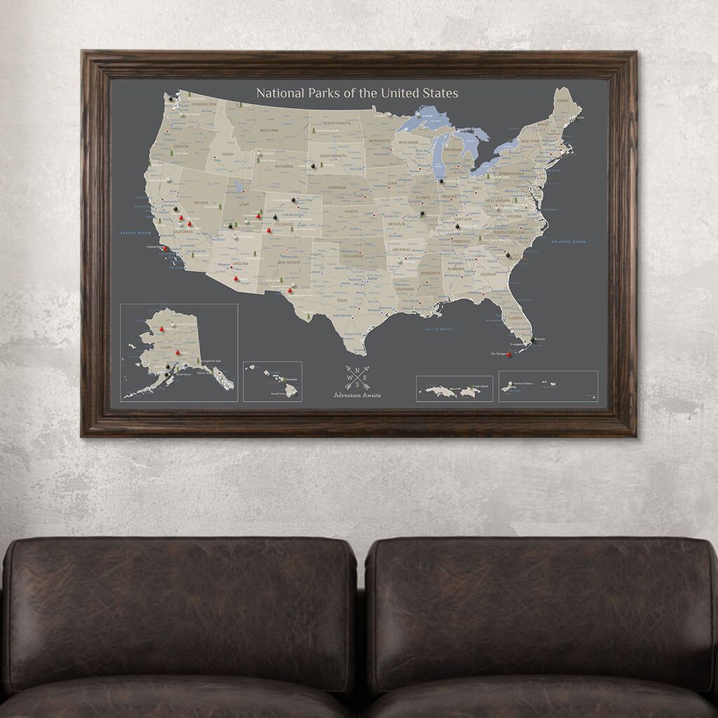 Canvas Earth Toned National Parks of the USA Solid Wood Brown Frame