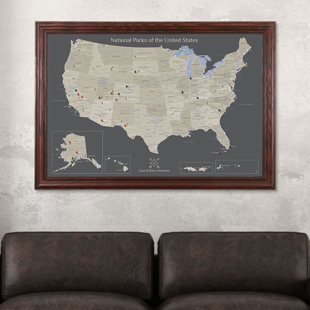 Canvas Earth Toned National Parks of the USA Solid Wood Cherry Frame