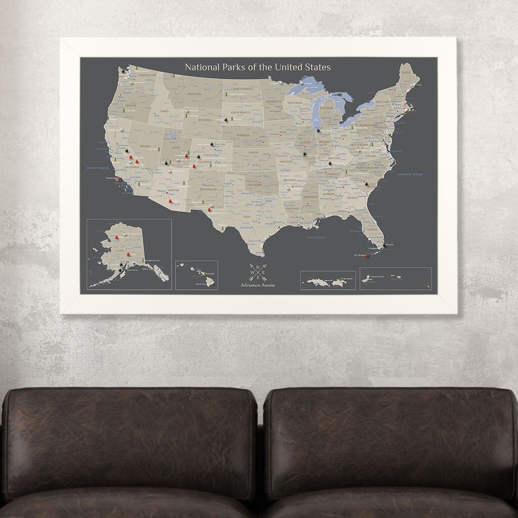 Canvas Earth Toned National Parks of the USA Textured White Frame