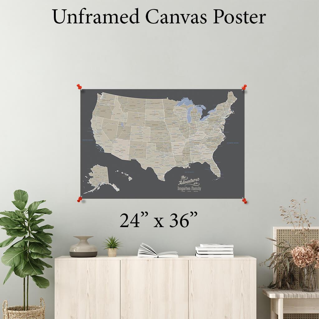 Earth Toned USA Canvas Poster 24 x 36