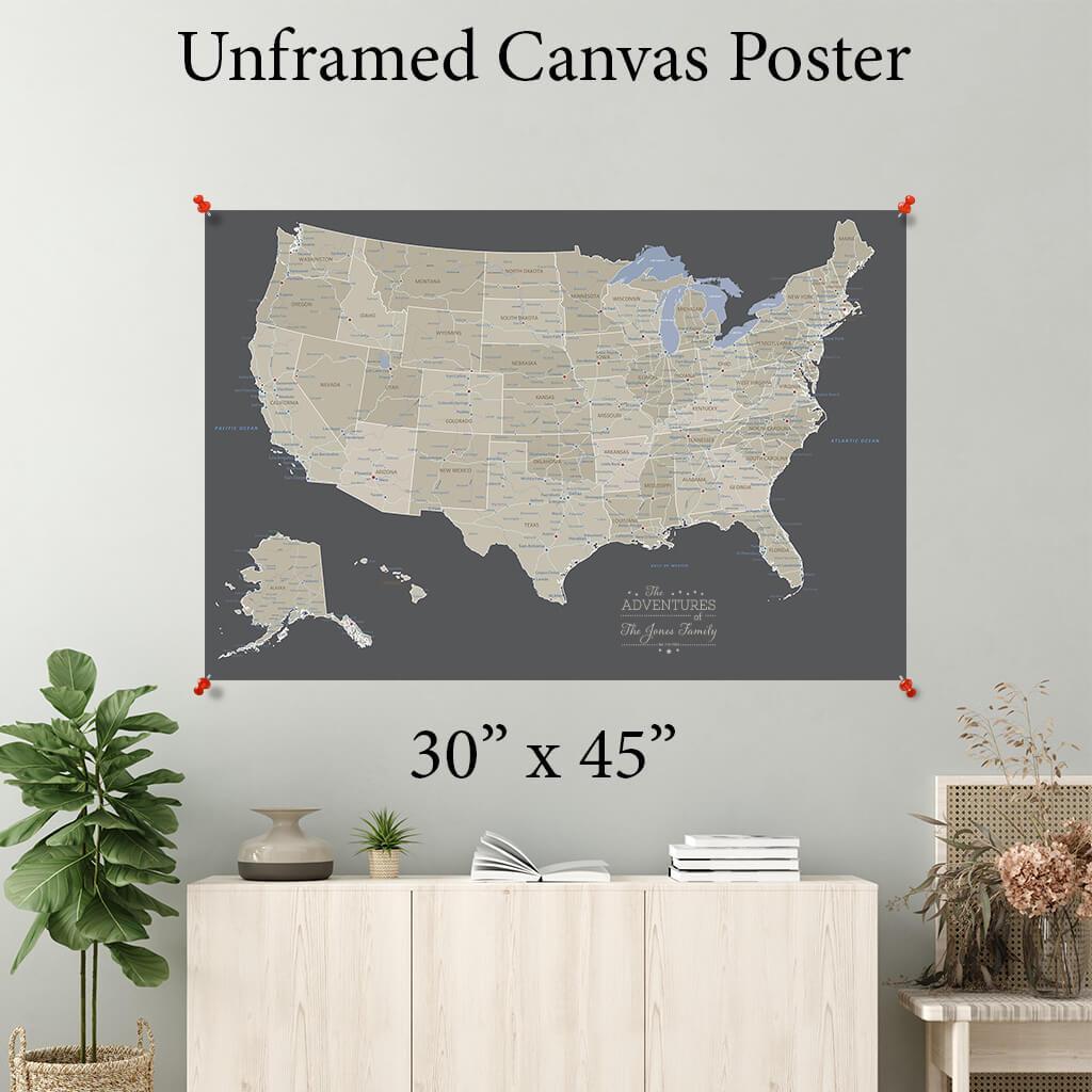 Earth Toned USA Canvas Poster 30 x 45