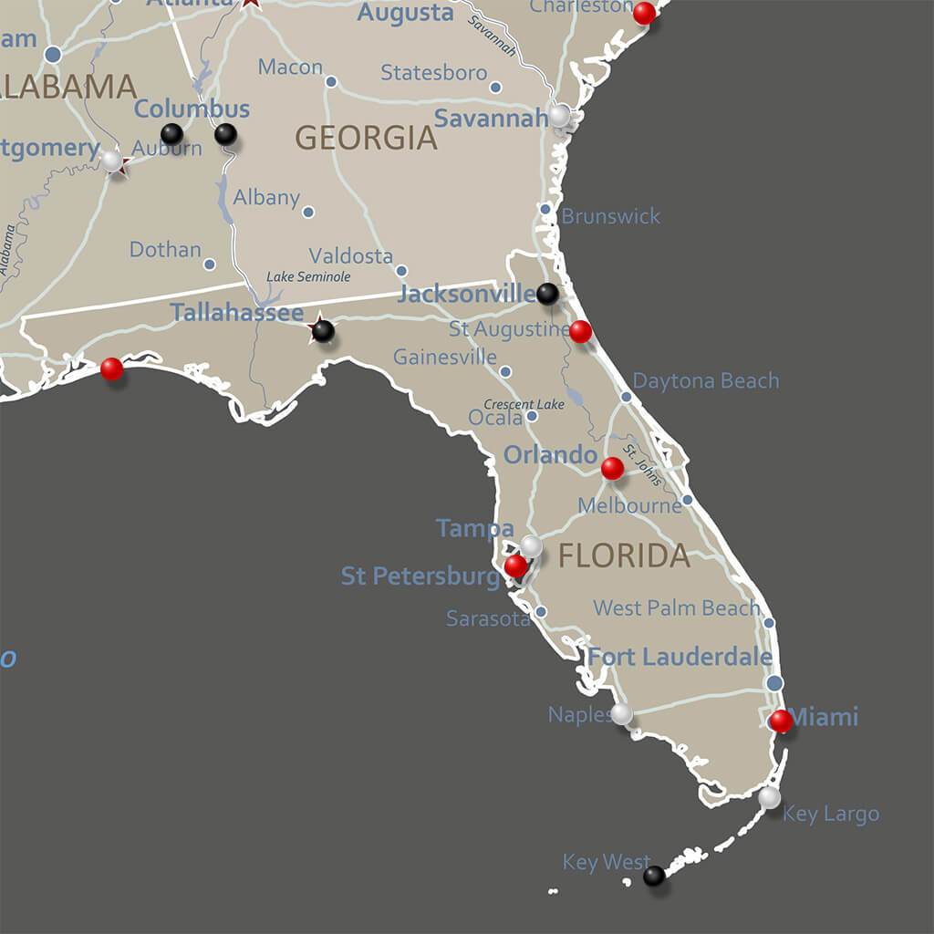 Canvas Earth Toned USA Closeup of Florida