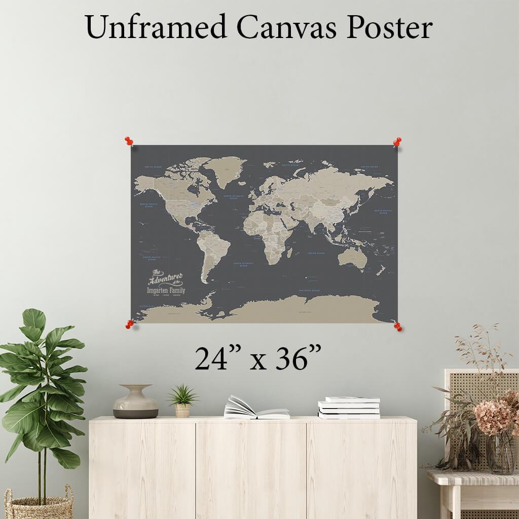 Earth Toned World Canvas Poster 24 x 36