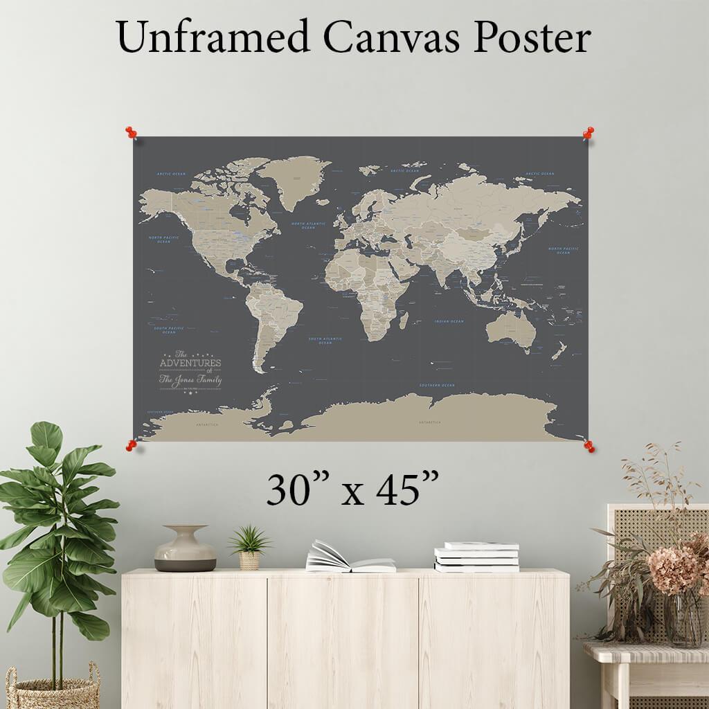 Earth Toned World Canvas Poster 30 x 45