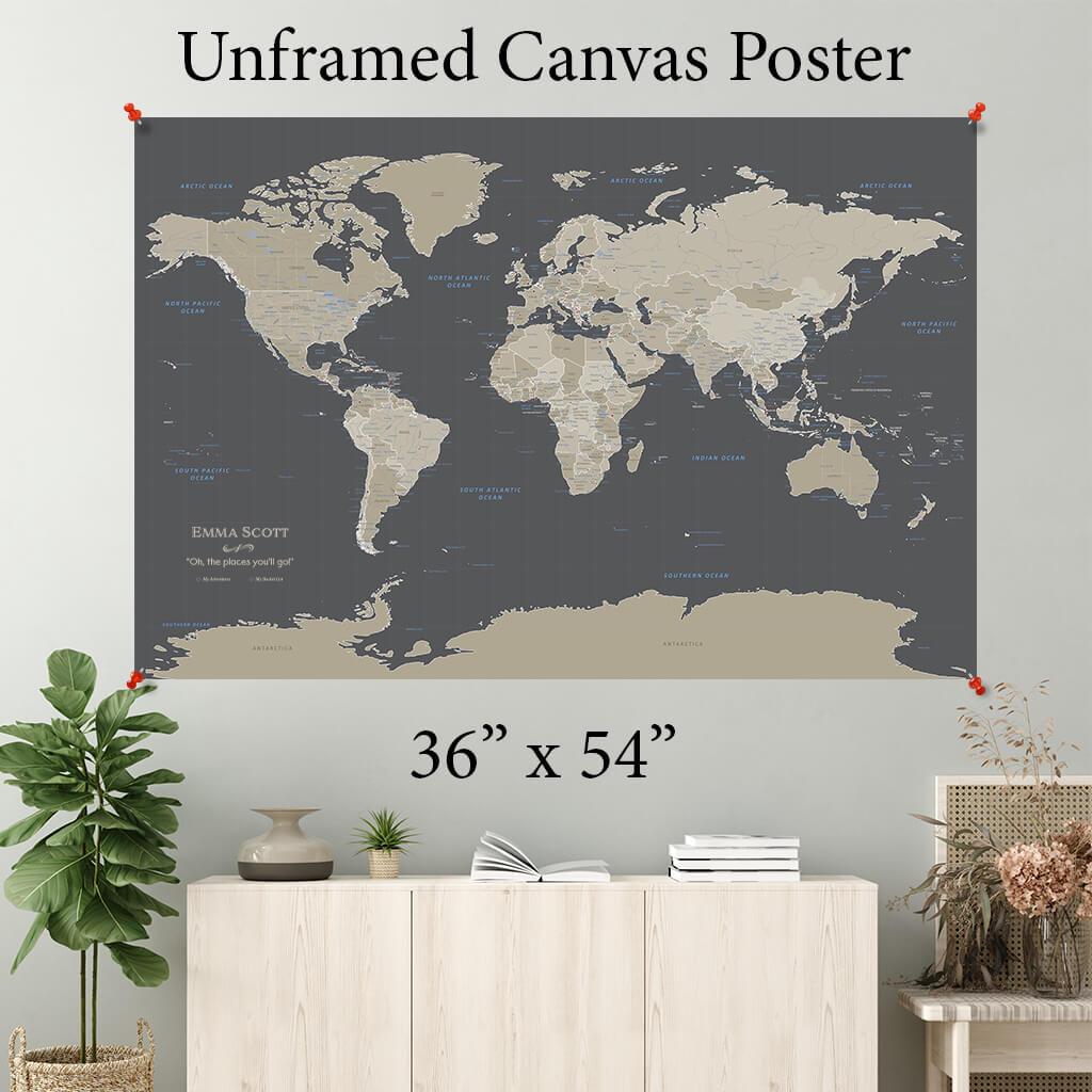 Earth Toned World Canvas Poster 36 x 54