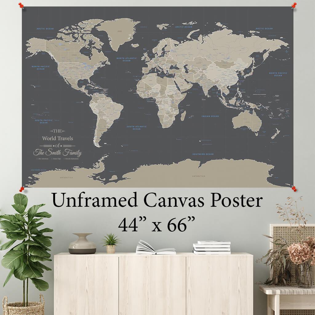 Earth Toned World Canvas Poster 44 x 66