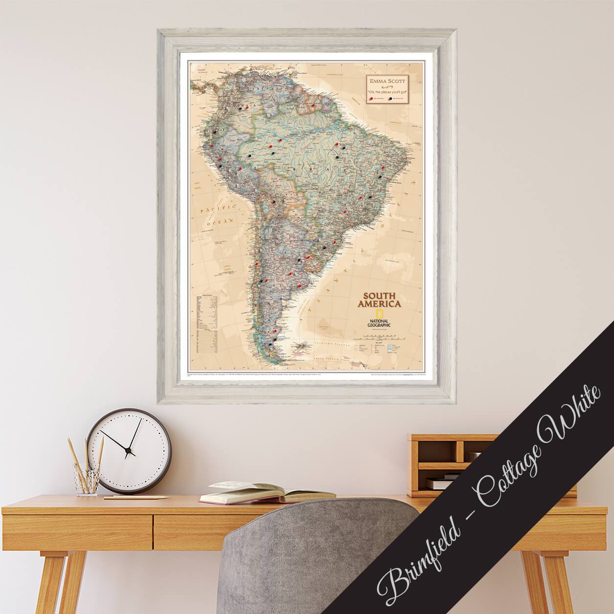 Canvas - Executive South America Travel Map with Pins