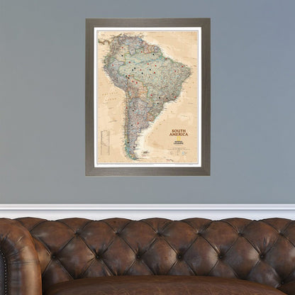 Canvas - Executive South America Travel Map with Pins