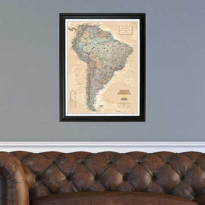 Canvas - Executive South America Travel Map with Pins