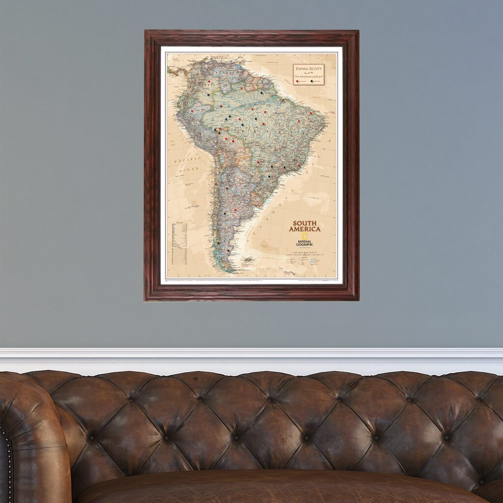 Canvas - Executive South America Travel Map with Pins