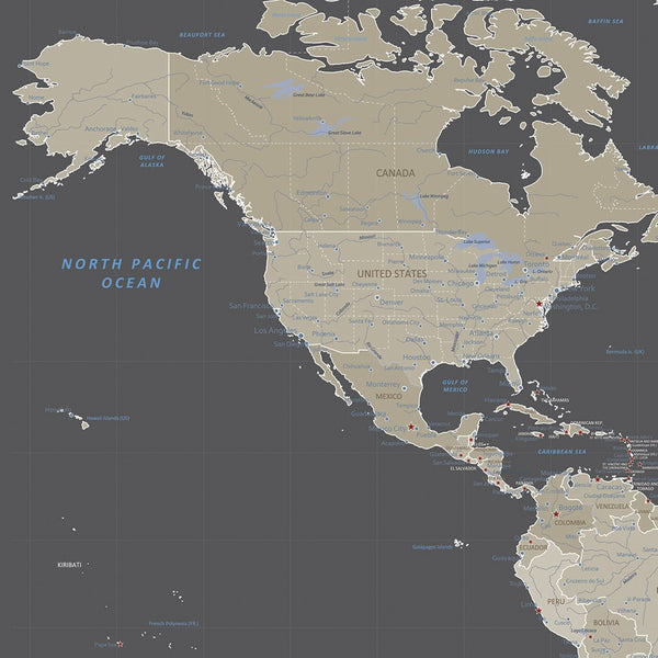 Large Three-Panel Maps | Unique Wall Maps | Push Pin Travel Maps