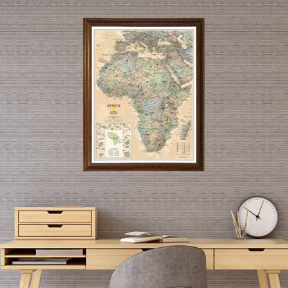National Geographic Executive Africa wall art travel map with Brown Frame