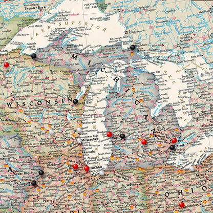 Closeup of Canvas Executive USA map