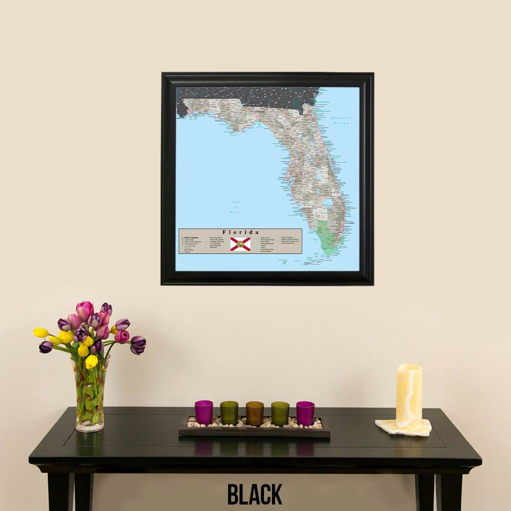Earth Toned Florida State Map Black Frame