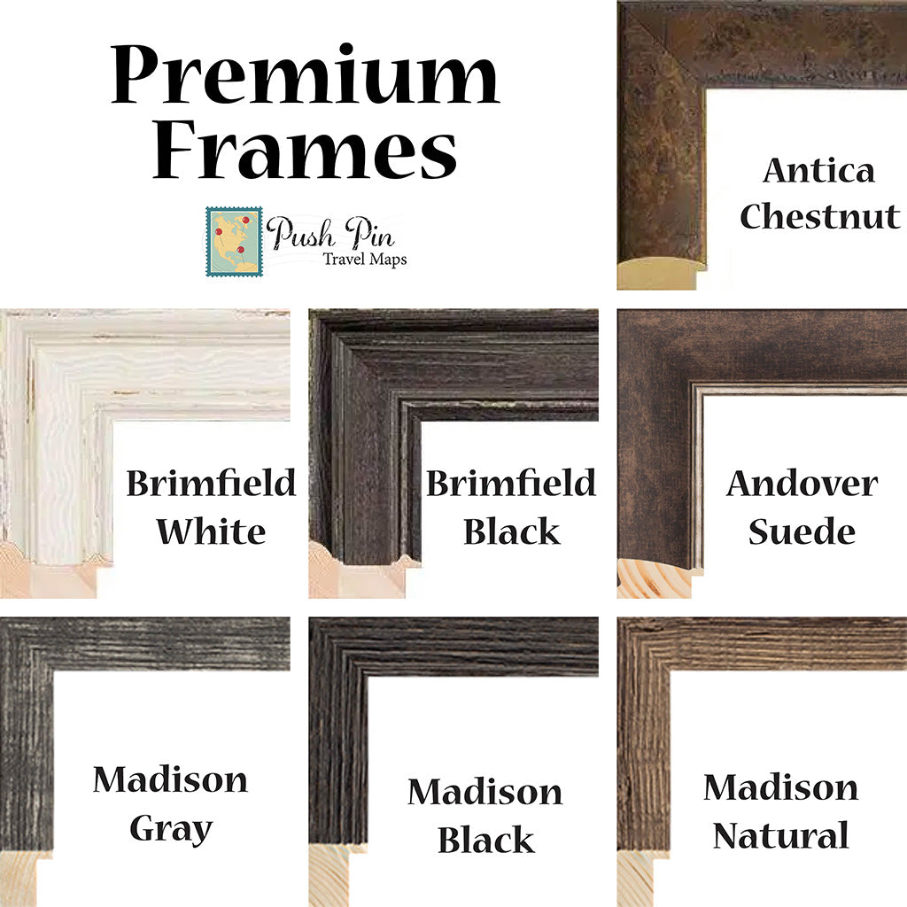 Canvas Map Premium Frame Options