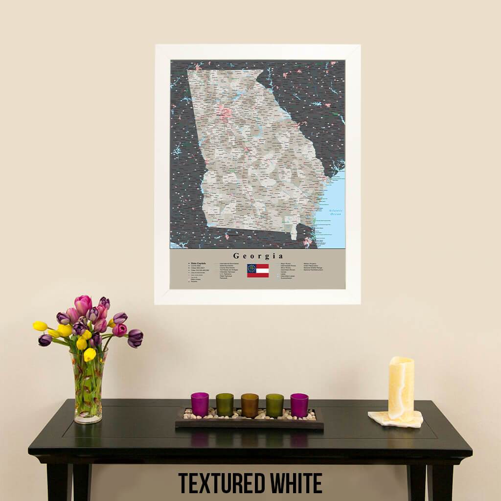 Earth Toned Georgia State Travel Map Textured White Frame