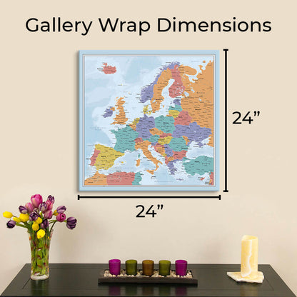 Finished Size of 24" X 24" Of Gallery Wrapped Map without the Float Frame