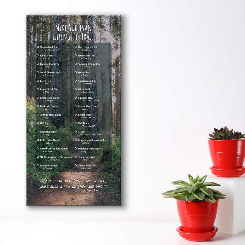 Create your own bucket list - forest path background