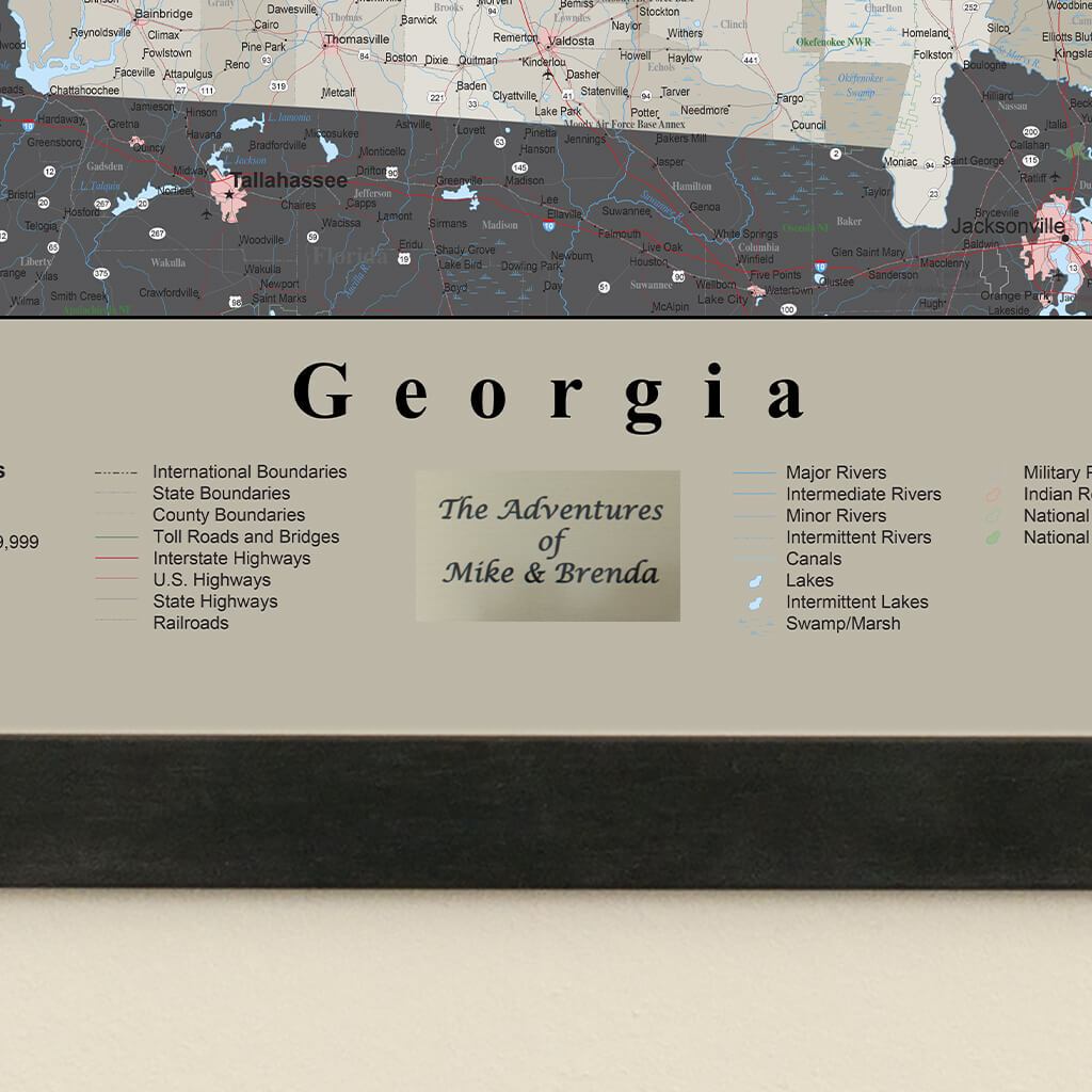 Earth Toned Georgia State Travel Map Plaque Location