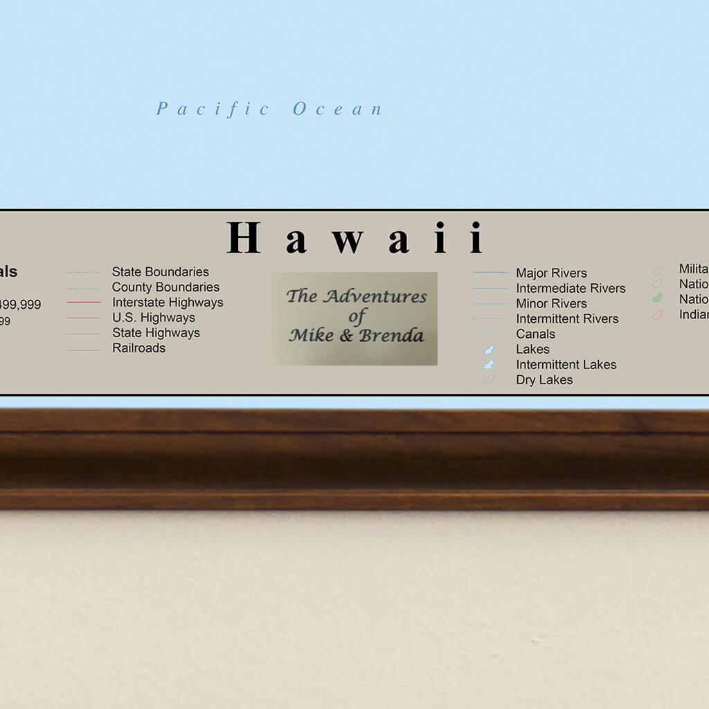 Earth Toned Hawaii State Travel Map Plaque Location