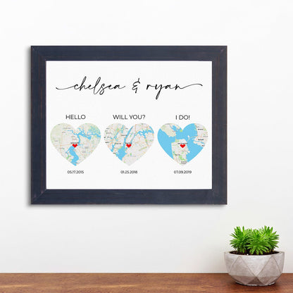 Hello, Will you? , I do! Couples Wall Art in Espresso Carnival Real Wood Frame