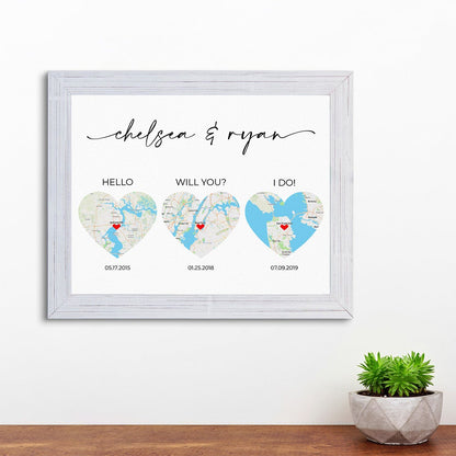 Hello, Will you? , I do! Couples Wall Art in Carnival White Real Wood Frame