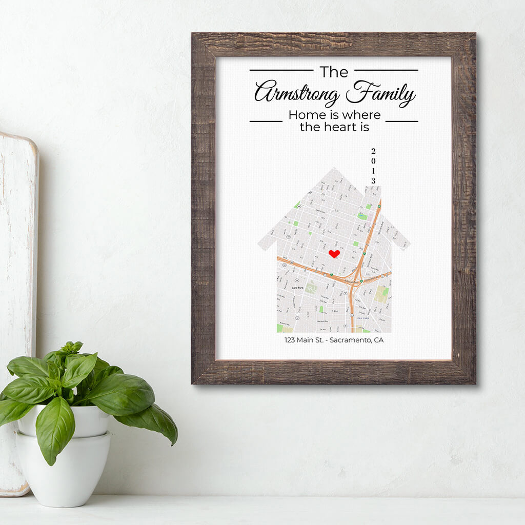 Canvas Map Themed Artwork in Madison Natural Real Wood Frame