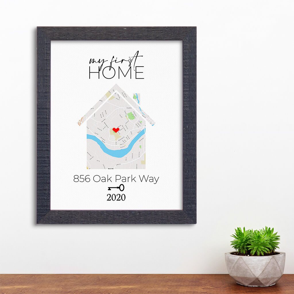 My First Home Canvas Art Print in Madison Black Solid Wood Frame