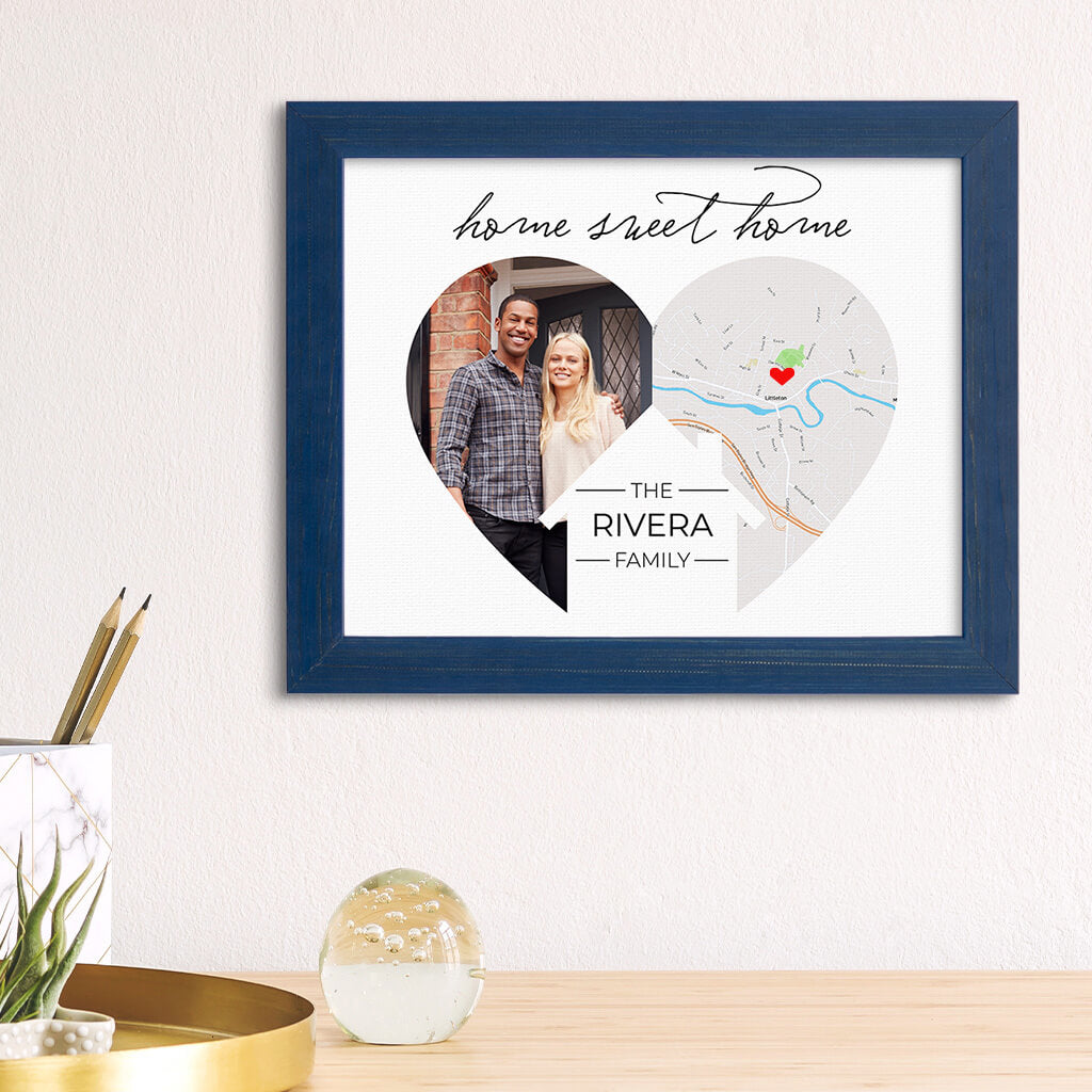 Home Sweet Home Canvas Art Print in Carnival Blue Frame