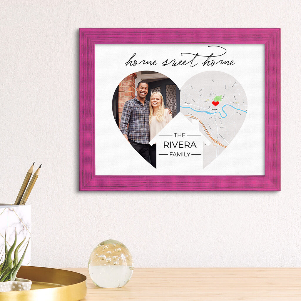 Home Sweet Home Canvas Art Print in Carnival Pink Frame