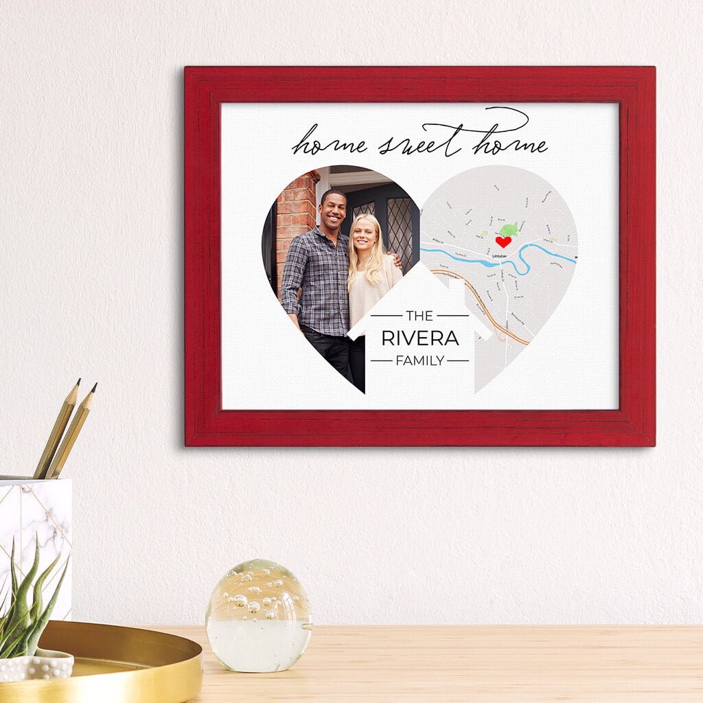 Home Sweet Home Canvas Art Print in Carnival Red Frame