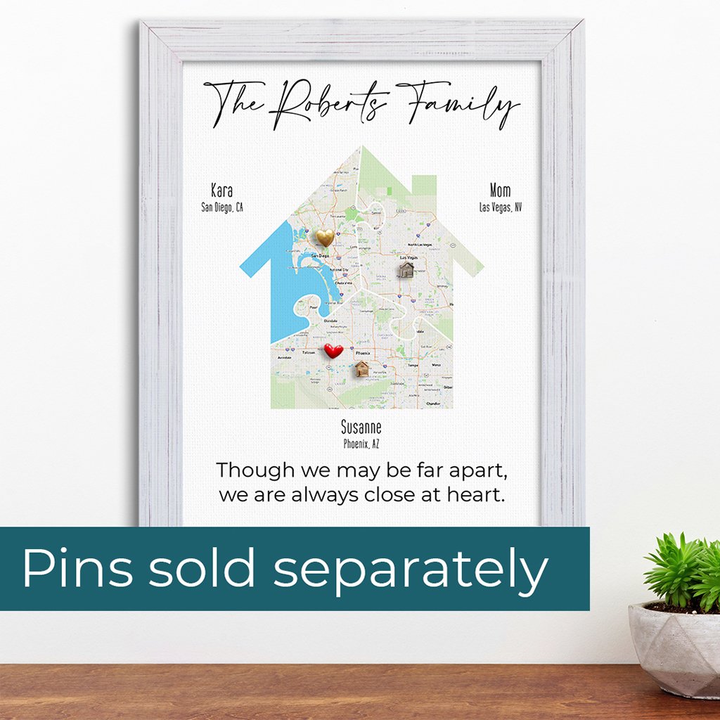 Metal Push Pin Examples on Family Map House Art
