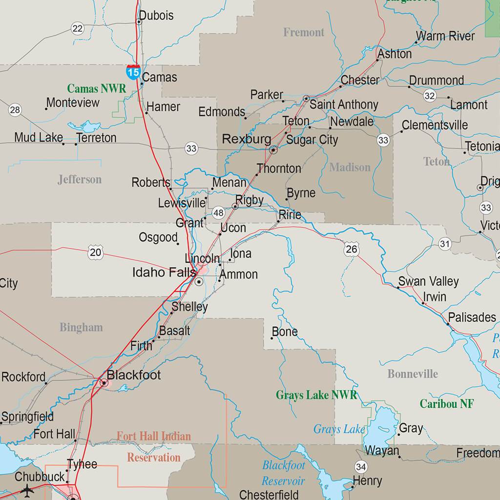 Earth Toned Idaho State Push Pin Travel Map Closeup