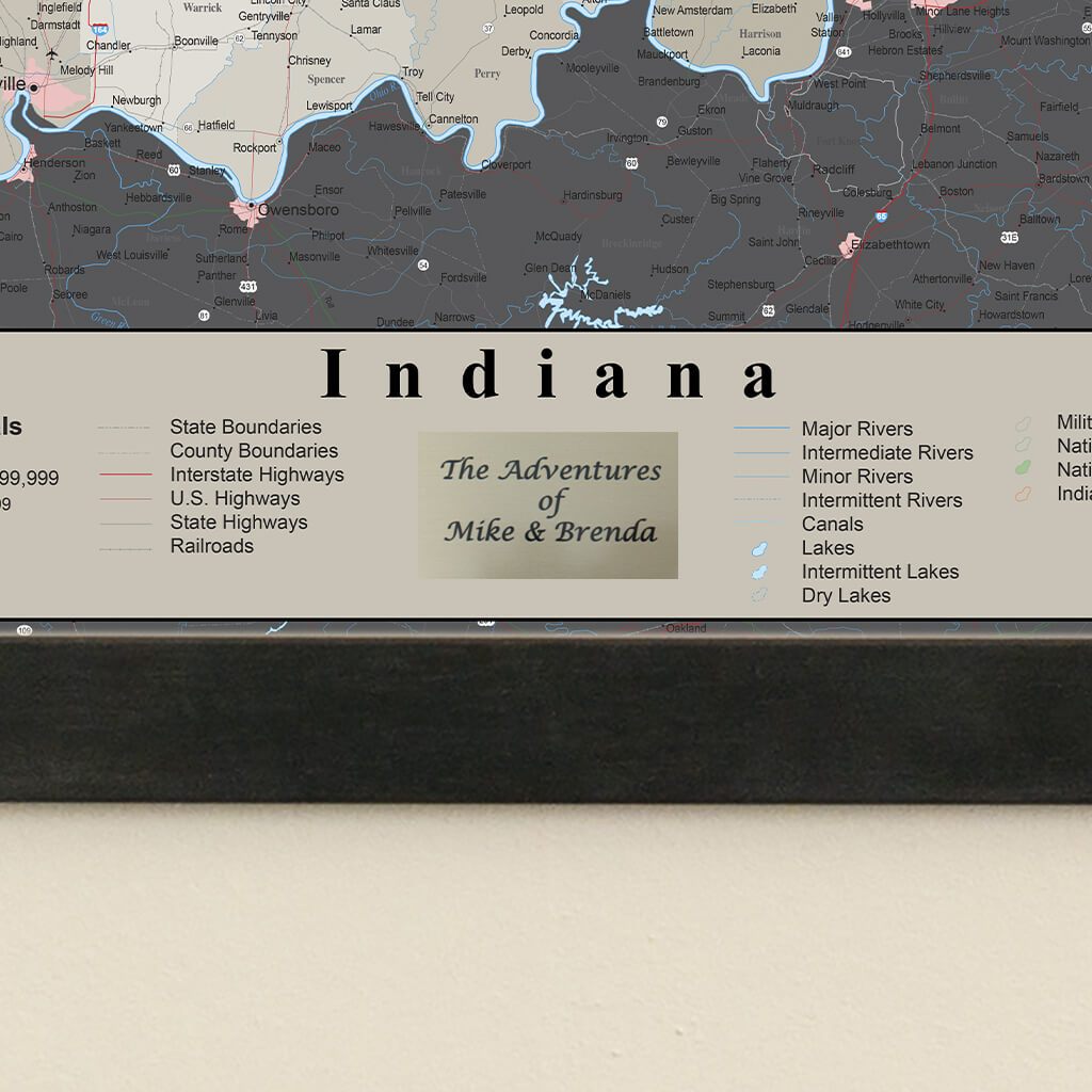 Earth Toned Indiana State Map with Pins Plaque Location