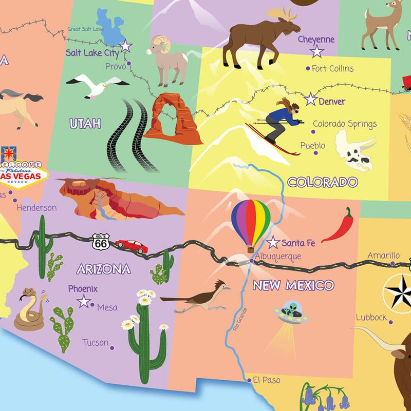 Framed USA Map for Kids | Kids Travel Map - Canvas - Push Pin Travel Maps