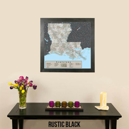 Earth Toned Louisiana Travel Map Rustic Black Frame