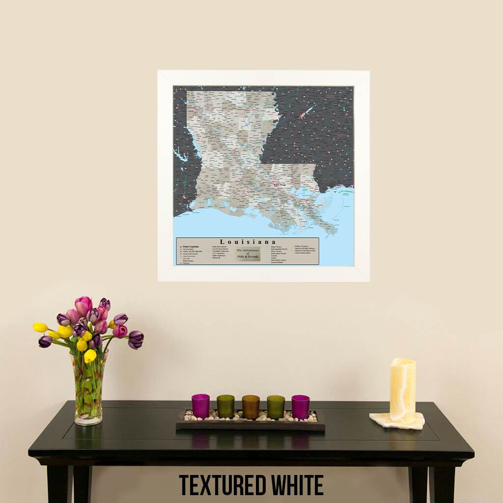 Earth Toned Louisiana Travel Map Textured White Frame