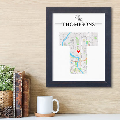 Letter Map Art Option 2 - Carnival Espresso Frame