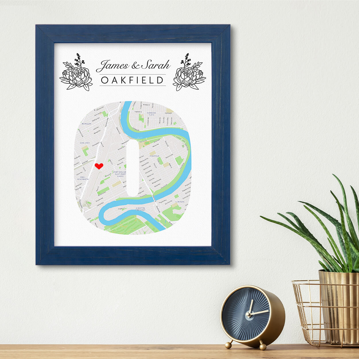 Letter Map Art Option 3 - Carnival Blue Frame