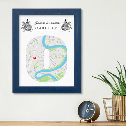 Letter Map Art Option 3 - Carnival Blue Frame