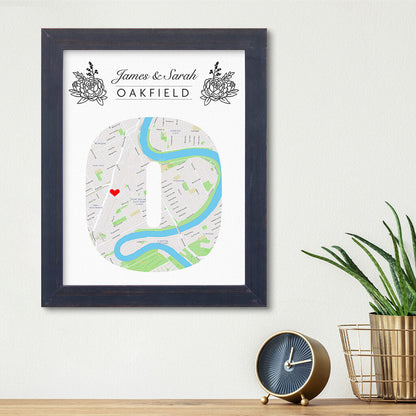 Letter Map Art Option 3 - Carnival Espresso Frame