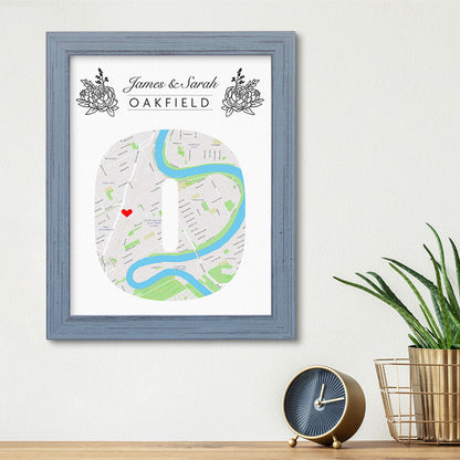 Letter Map Art - Last Name Wall Decor - Option 3