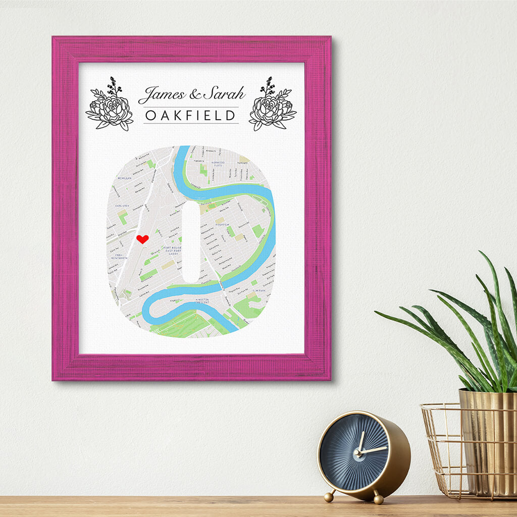 Letter Map Art Option 3 - Carnival Pink Frame