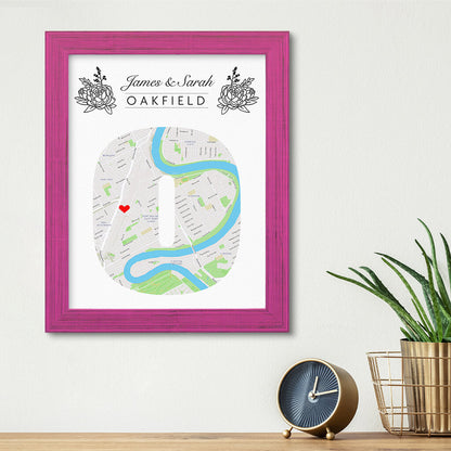 Letter Map Art Option 3 - Carnival Pink Frame