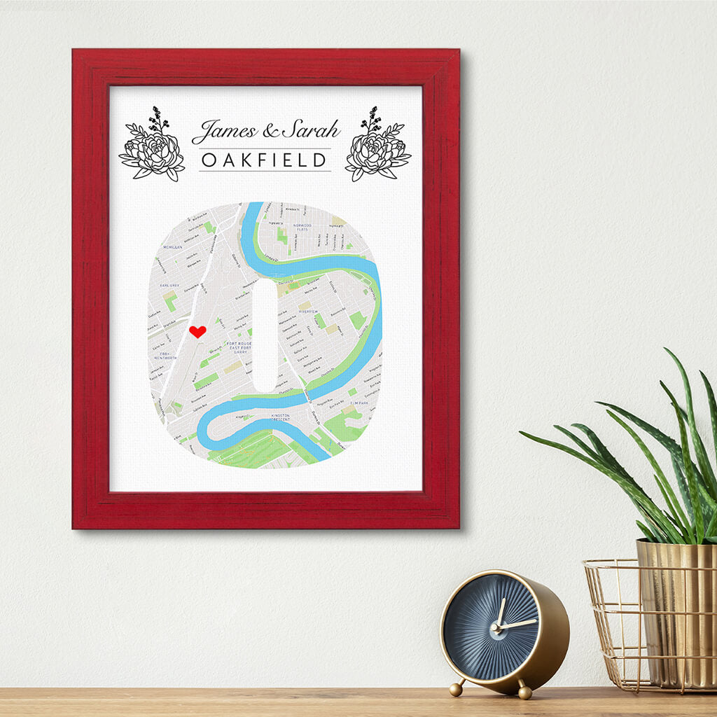 Letter Map Art Option 3 - Carnival Red Frame
