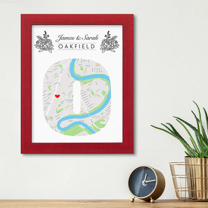 Letter Map Art Option 3 - Carnival Red Frame
