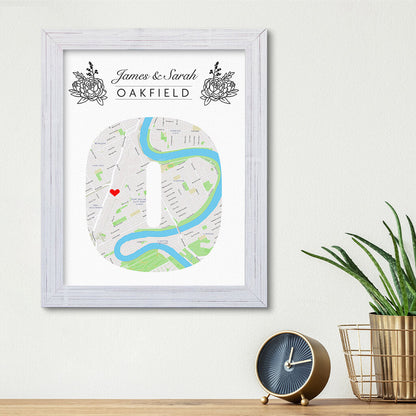 Letter Map Art Option 3 - Carnival White Frame