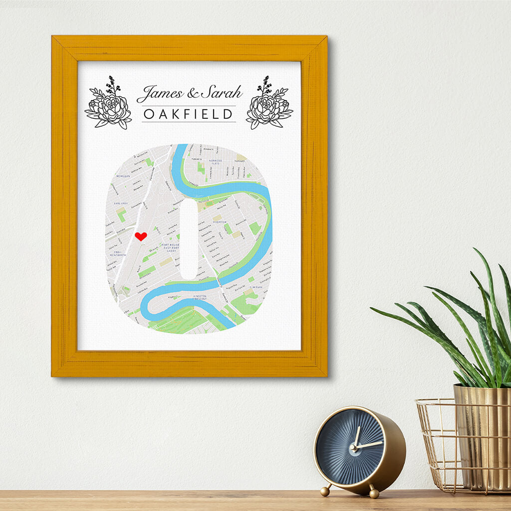 Letter Map Art Option 3 - Carnival Yellow Frame